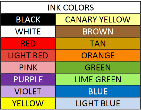Sprinter Marking Ink Colors